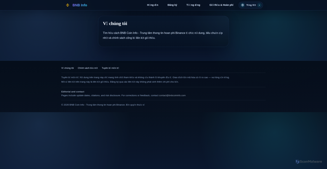 Security scan screenshot of https://bnbcoininfo.com/vi/about/