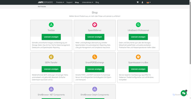 Security scan screenshot of https://customers.jam-software.de