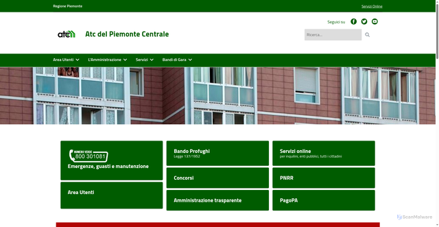 Security scan screenshot of https://www.atc.torino.it/Home