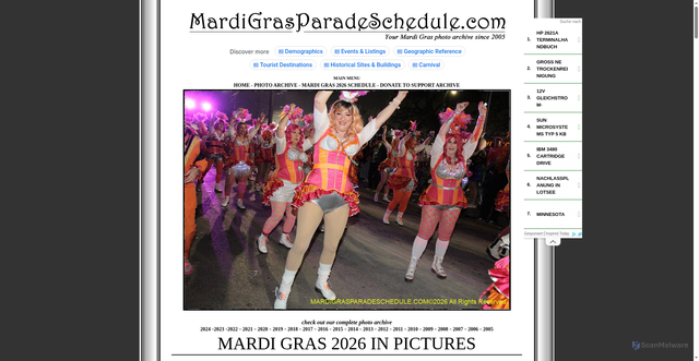 Security scan screenshot of http://www.mardigrasparadeschedule.com/