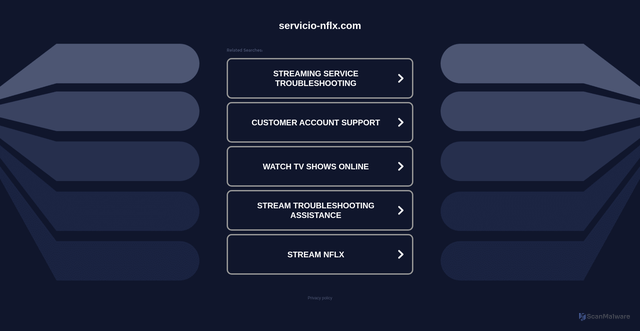 Security scan screenshot of https://servicio-nflx.com/