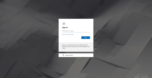 Security scan screenshot of https://unitedtalent-my.sharepoint.com