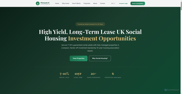 Security scan screenshot of https://pinnacle8investments.com/