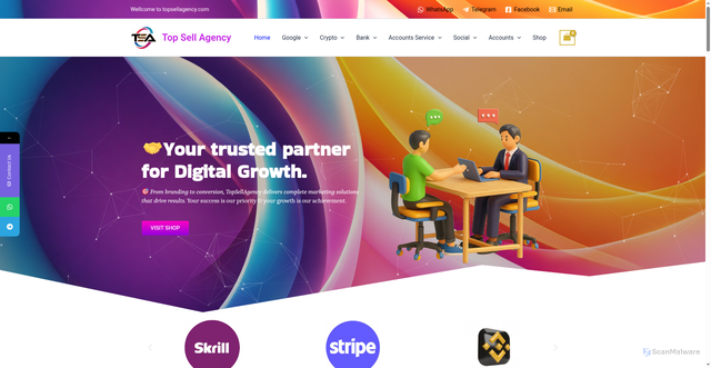 Security scan screenshot of https://topsellagency.com/