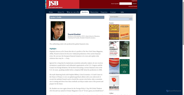 Security scan screenshot of https://www.japanspeakerbureau.com/en/speakers/nouriel-roubini/