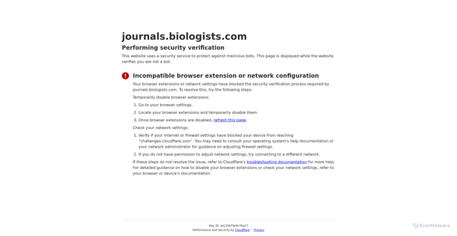 Security scan screenshot of https://journals.biologists.com/dmm/issue/16/7