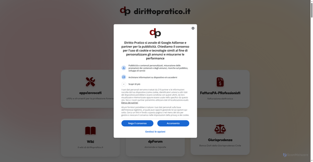 Security scan screenshot of https://dirittopratico.it