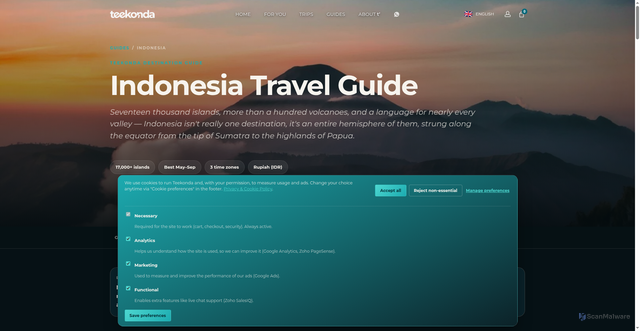 Security scan screenshot of https://teekonda.com/guides/indonesia-travel-guide/
