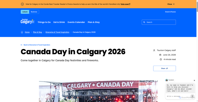 Security scan screenshot of https://www.visitcalgary.com/plan-and-stay/itineraries-and-travel-inspiration/canada-day-in-calgary
