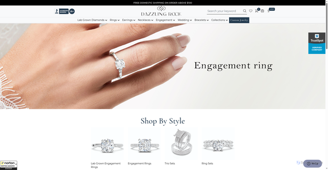 Security scan screenshot of https://www.dazzlingrock.com/categories/engagement?srsltid=AfmBOorWGRCA6K7ezEzzcsTYDJRcPuFrmQf3nYnZDaQOsEnV17IyoD7P
