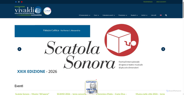 Security scan screenshot of https://www.conservatoriovivaldi.it/