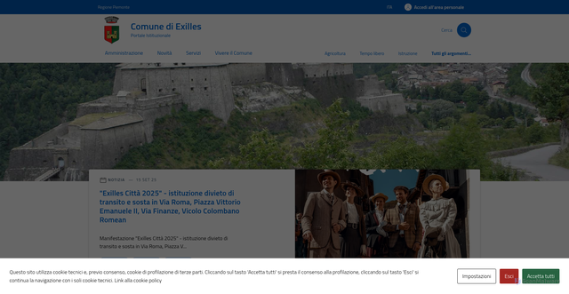 Security scan screenshot of https://comune.exilles.to.it/