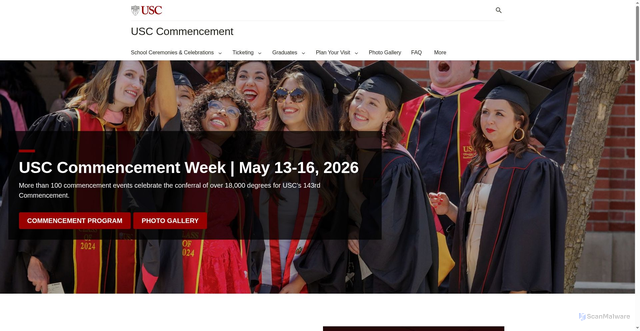 Security scan screenshot of https://commencement.usc.edu/