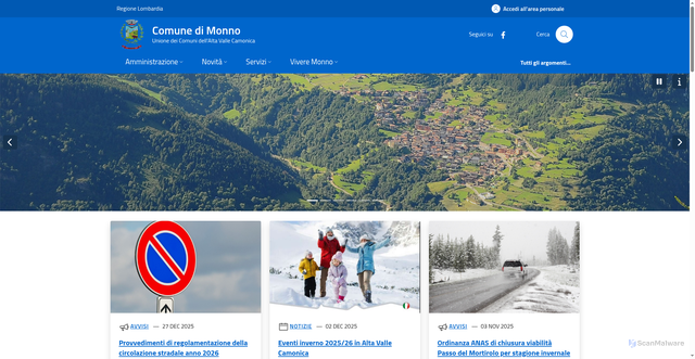 Security scan screenshot of https://www.comune.monno.bs.it/