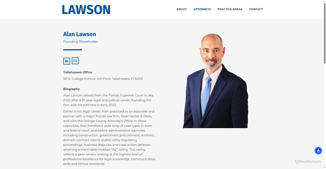 Security scan screenshot of https://lawsonhuckgonzalez.com/attorneys-profiles/alan-lawson/