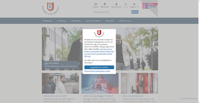 Security scan screenshot of https://www.oru.se/
