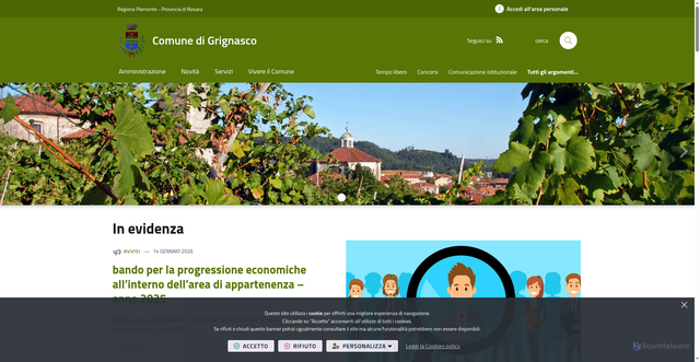 Security scan screenshot of https://www.comune.grignasco.no.it/it-it/home