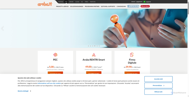 Security scan screenshot of https://www.pec.it/