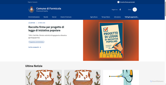 Security scan screenshot of https://www.comune.formicola.ce.it/