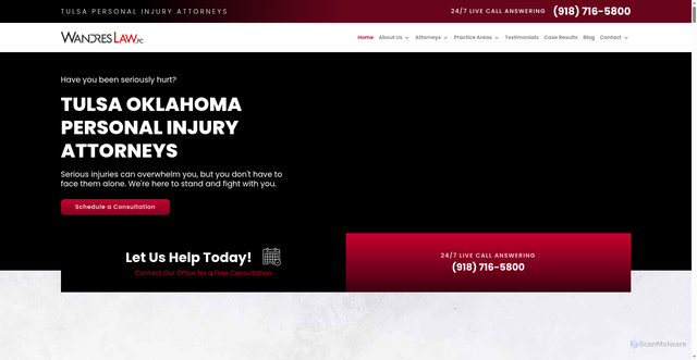Security scan screenshot of https://www.injurylawyertulsa.com/