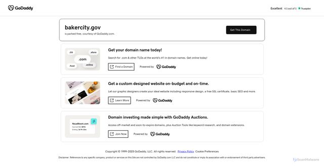 Security scan screenshot of https://bakercity.gov/