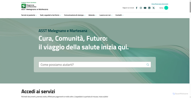 Security scan screenshot of https://www.asst-melegnano-martesana.it/