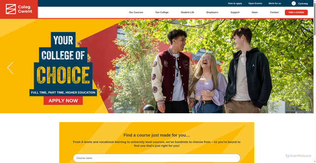 Security scan screenshot of https://www.coleggwent.ac.uk/