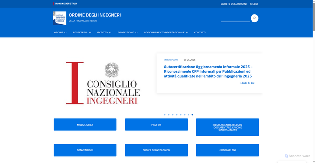 Security scan screenshot of https://www.ordineingegneri.fermo.it/
