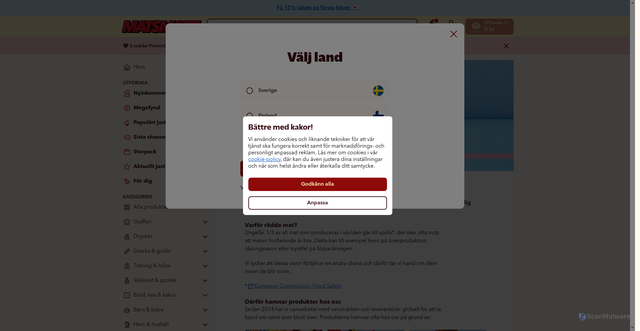 Security scan screenshot of https://svinnsmart.nu