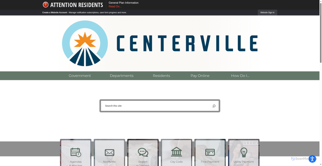 Security scan screenshot of https://centervilleutah.gov/