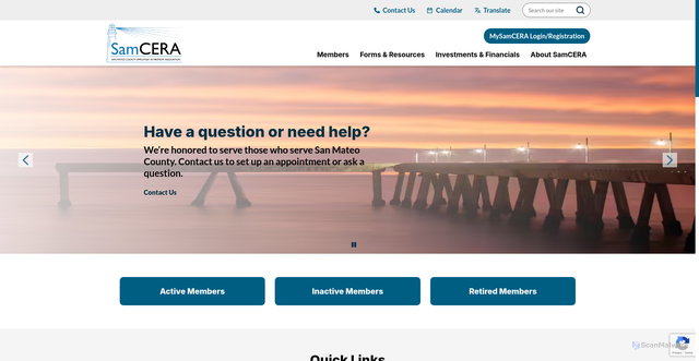 Security scan screenshot of https://www.samcera.gov/