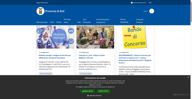 Security scan screenshot of https://www.provincia.asti.it/it