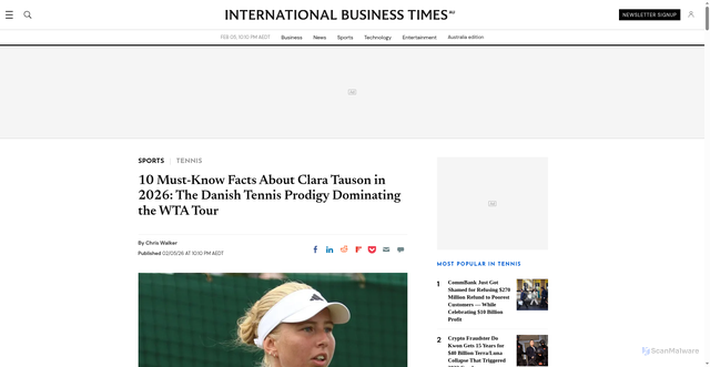 Security scan screenshot of https://www.ibtimes.com.au/10-must-know-facts-about-clara-tauson-2026-danish-tennis-prodigy-dominating-wta-tour-1861379