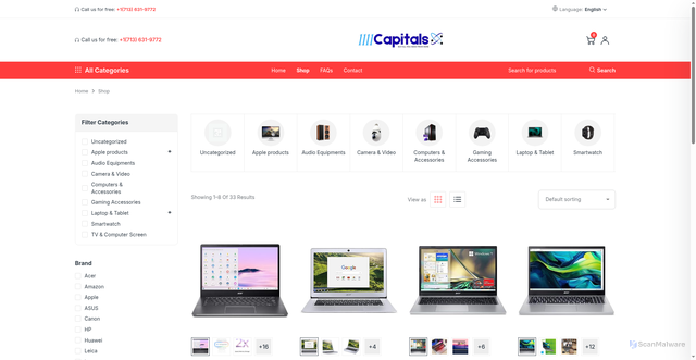 Security scan screenshot of https://1111capitals.com/shop./shop