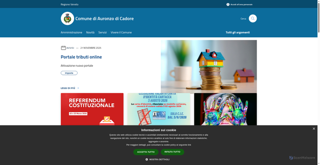 Security scan screenshot of https://www.comune.auronzo.bl.it/it