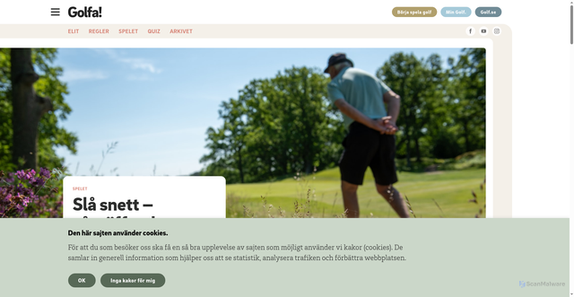 Security scan screenshot of https://golfa.golf.se/sla-snett-sa-traffar-du-anda-ratt/?utm_source=newsletter&utm_medium=email&utm_campaign=Golfa_Augusti_2026&dt_id=fcd58f97-538d-4232-8bec-ce92f0c0cceb