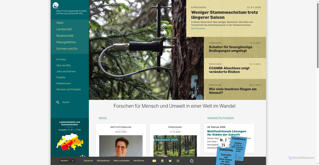Security scan screenshot of https://www.wsl.ch/de/