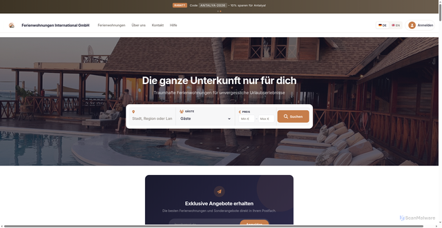 Security scan screenshot of https://ferienwohnung-portal.de/