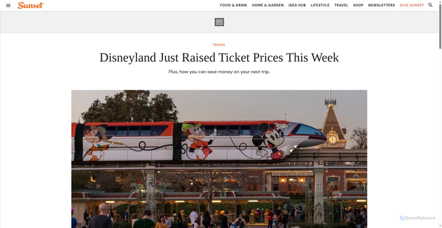 Security scan screenshot of https://sunset.com/travel/disneyland-ticket-price-increase