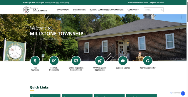 Security scan screenshot of https://millstonenj.gov/