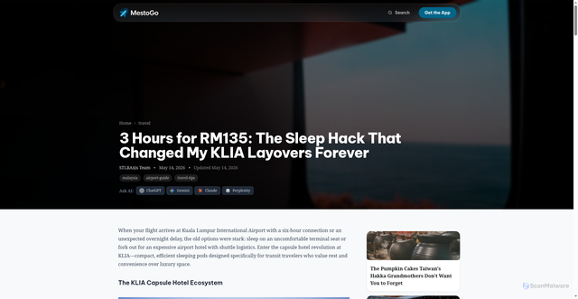 Security scan screenshot of https://mestogo-blog.pages.dev/en/capsule-hotels-klia-malaysia/
