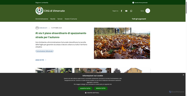 Security scan screenshot of https://www.comune.vimercate.mb.it/it