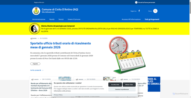 Security scan screenshot of https://www.comune.civitadantino.aq.it/