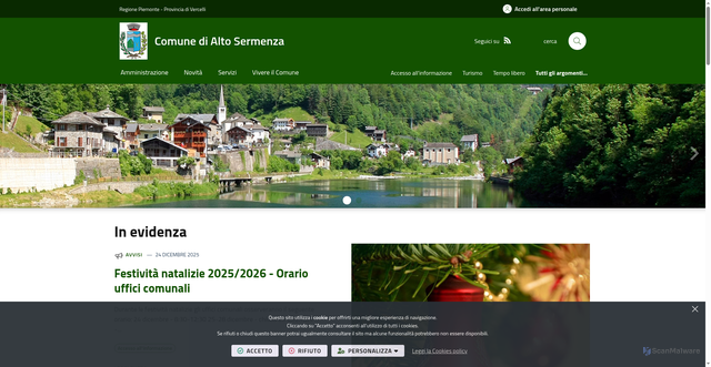 Security scan screenshot of https://www.comune.altosermenza.vc.it/it-it/home