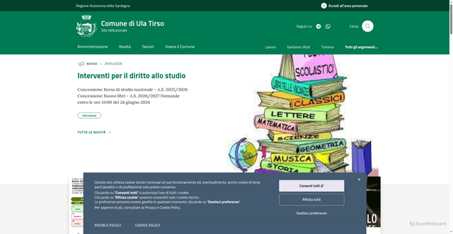 Security scan screenshot of https://www.comune.ulatirso.or.it