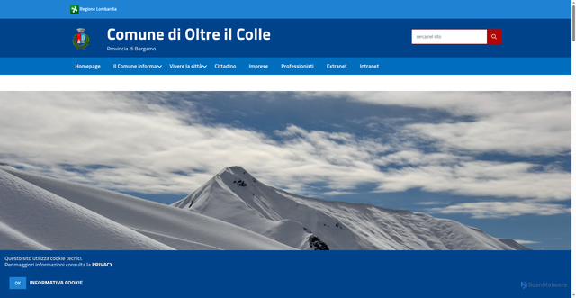 Security scan screenshot of https://www.comune.oltreilcolle.bg.it