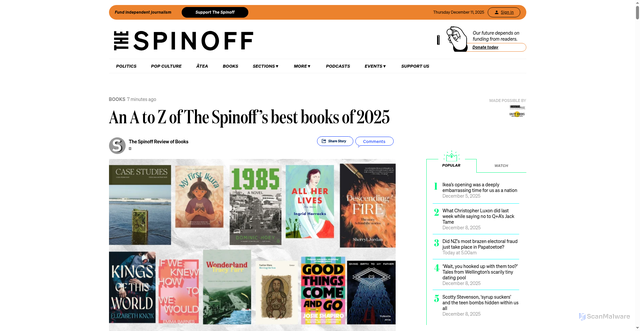 Security scan screenshot of https://thespinoff.co.nz/books/10-12-2025/an-a-to-z-of-the-spinoffs-best-books-of-the-year