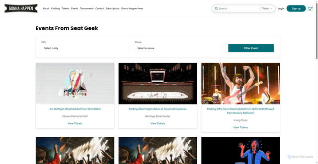 Security scan screenshot of https://gonna-happen.com/seat-geek/events