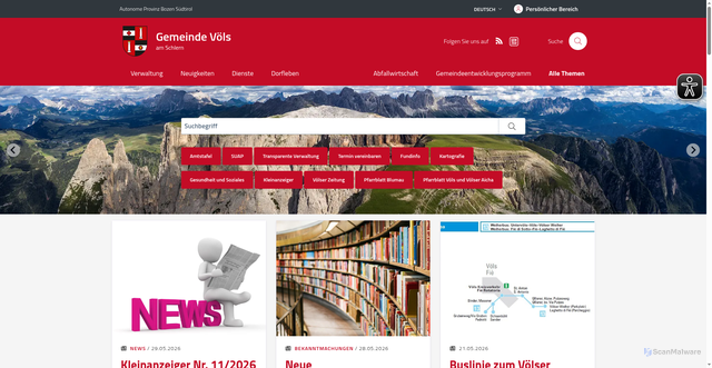Security scan screenshot of https://www.comune.fie.bz.it