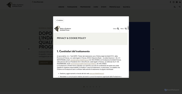 Security scan screenshot of https://architettifirenze.it/